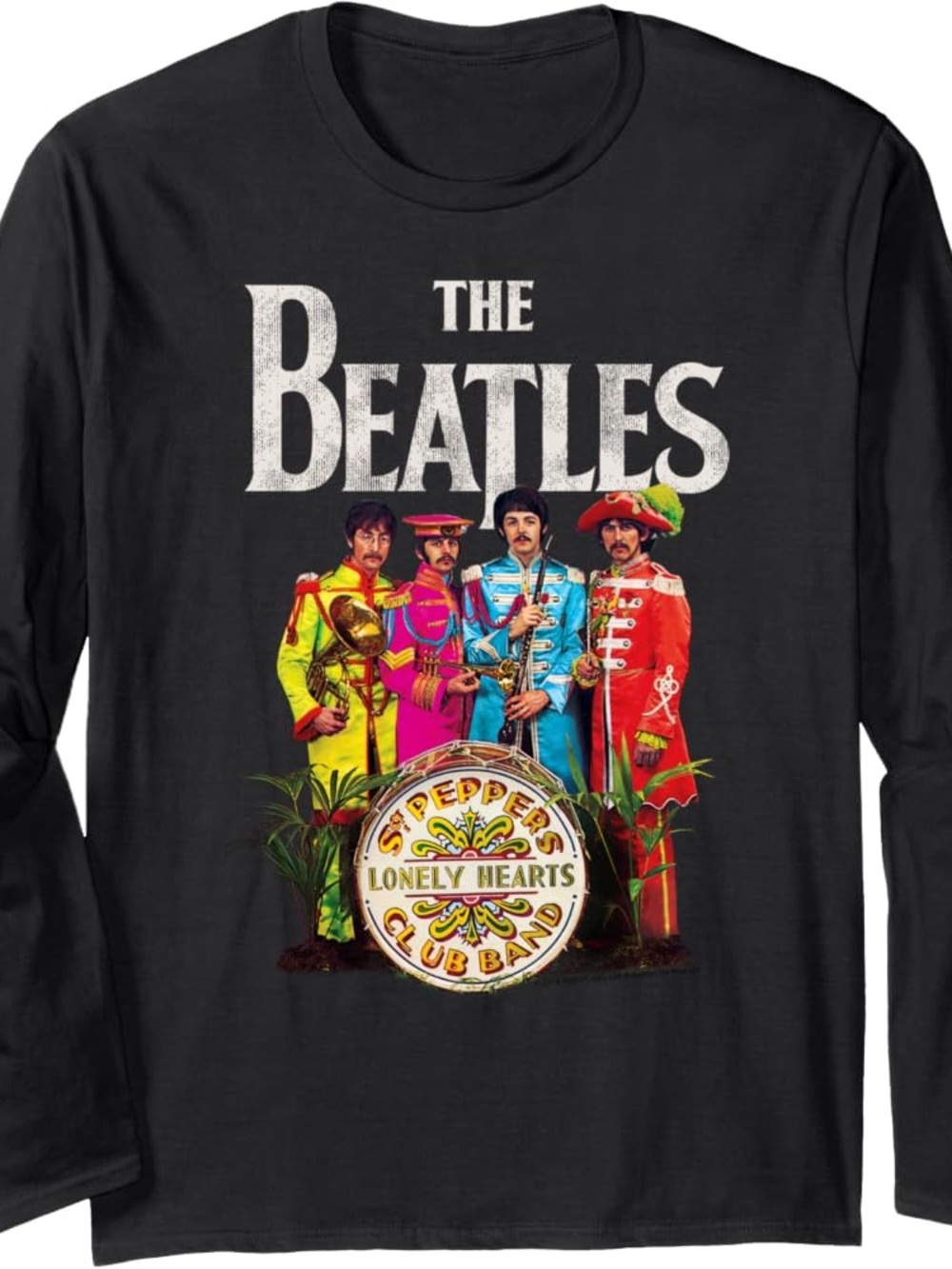 The Beatles Black Long Sleeve Tee with Colorful Sgt. Pepper Graphic Size S